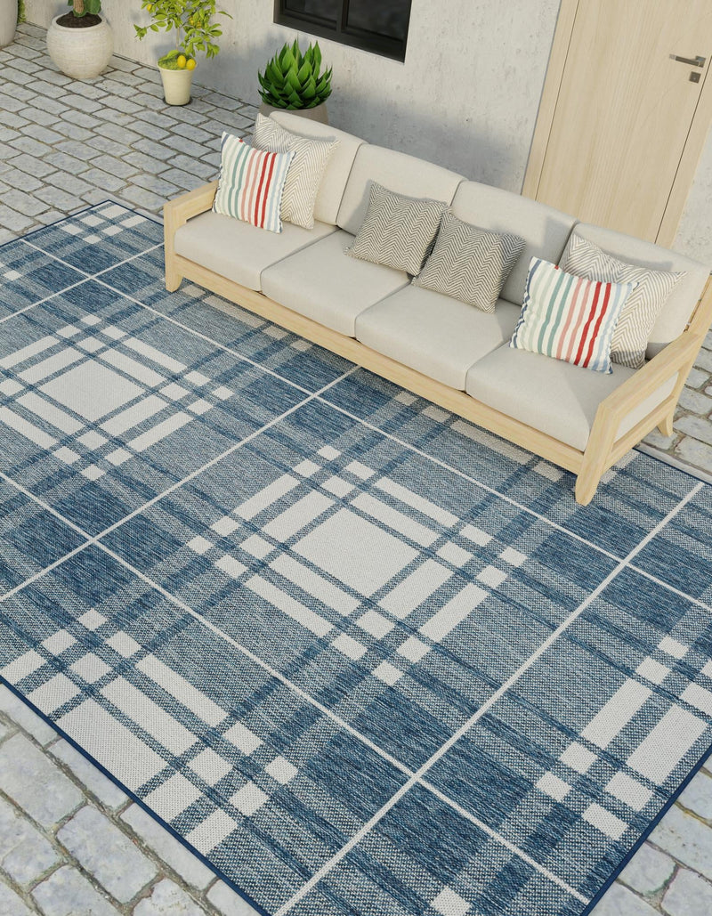 Patio Plaid Collection Area Rug - Terrace Rectangle Blue lifestyle 3