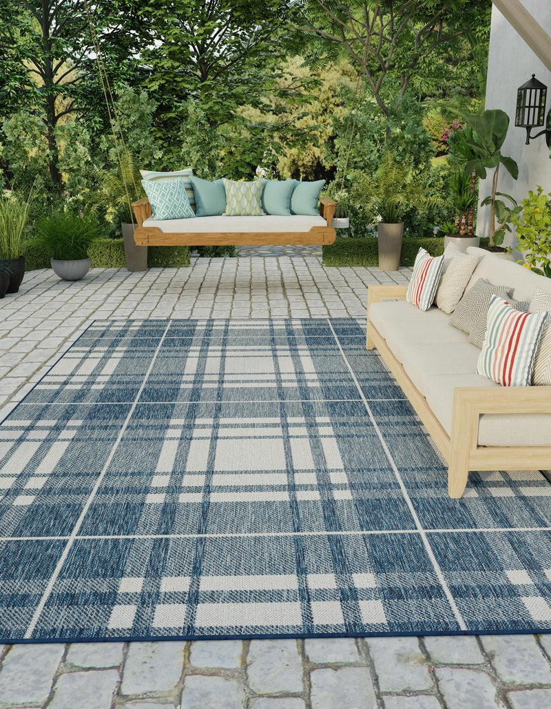 Patio Plaid Collection Area Rug - Terrace Rectangle Blue lifestyle 4