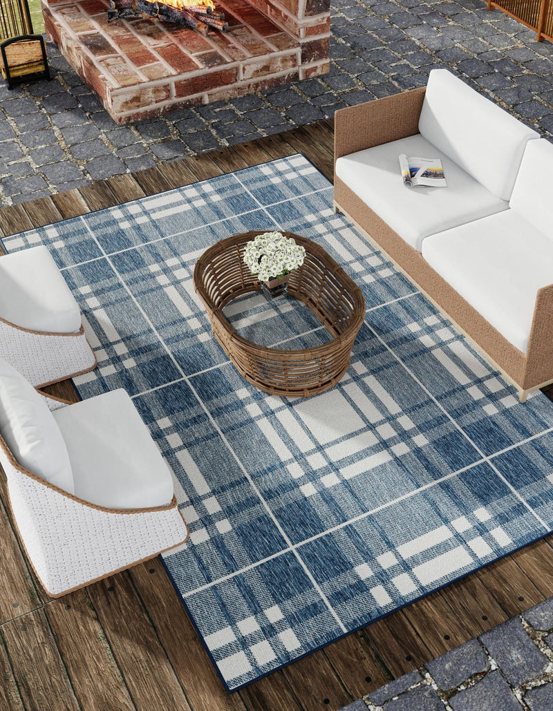 Patio Plaid Collection Area Rug - Terrace Rectangle Blue lifestyle 5