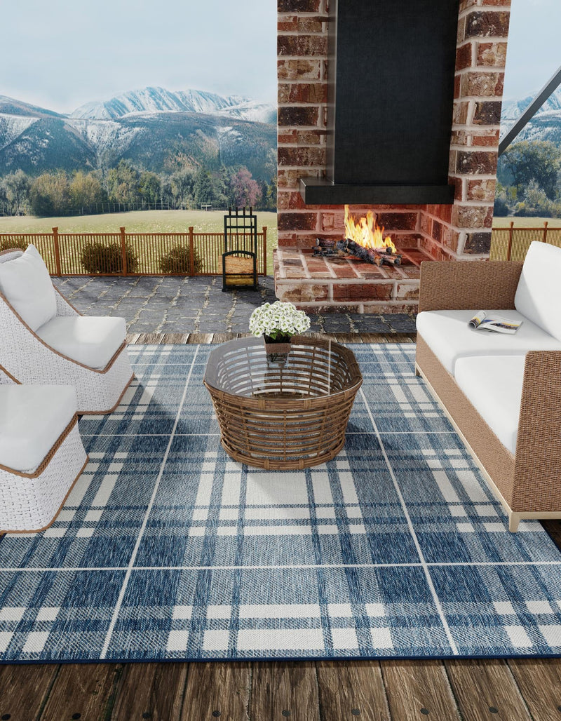 Patio Plaid Collection Area Rug - Terrace Rectangle Blue lifestyle 6
