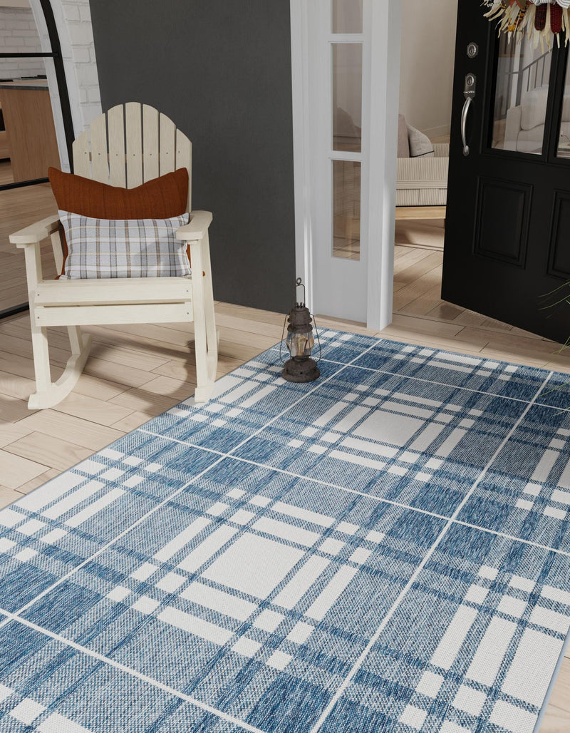 Patio Plaid Collection Area Rug - Terrace Rectangle Blue lifestyle 7