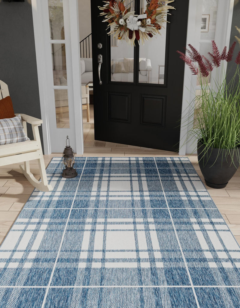 Patio Plaid Collection Area Rug - Terrace Rectangle Blue lifestyle 8