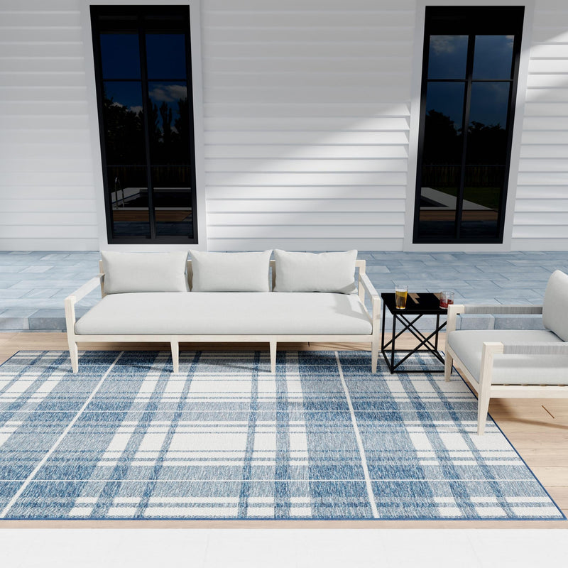 Patio Plaid Collection Area Rug - Terrace Rectangle Blue lifestyle 23