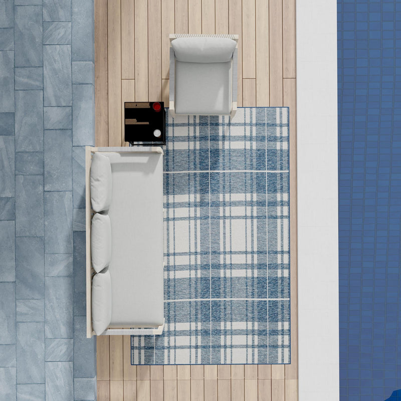 Patio Plaid Collection Area Rug - Terrace Rectangle Blue lifestyle 25