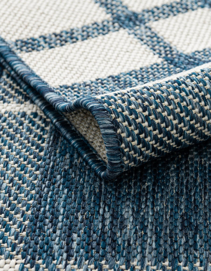 Patio Plaid Collection Area Rug - Terrace Round Blue lifestyle 12