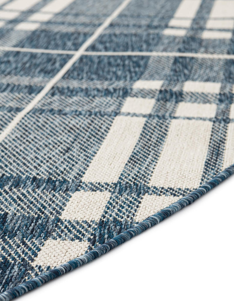 Patio Plaid Collection Area Rug - Terrace Round Blue lifestyle 13