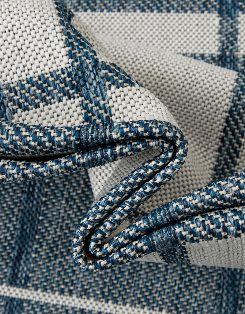 Patio Plaid Collection Area Rug - Terrace Round Blue lifestyle 14