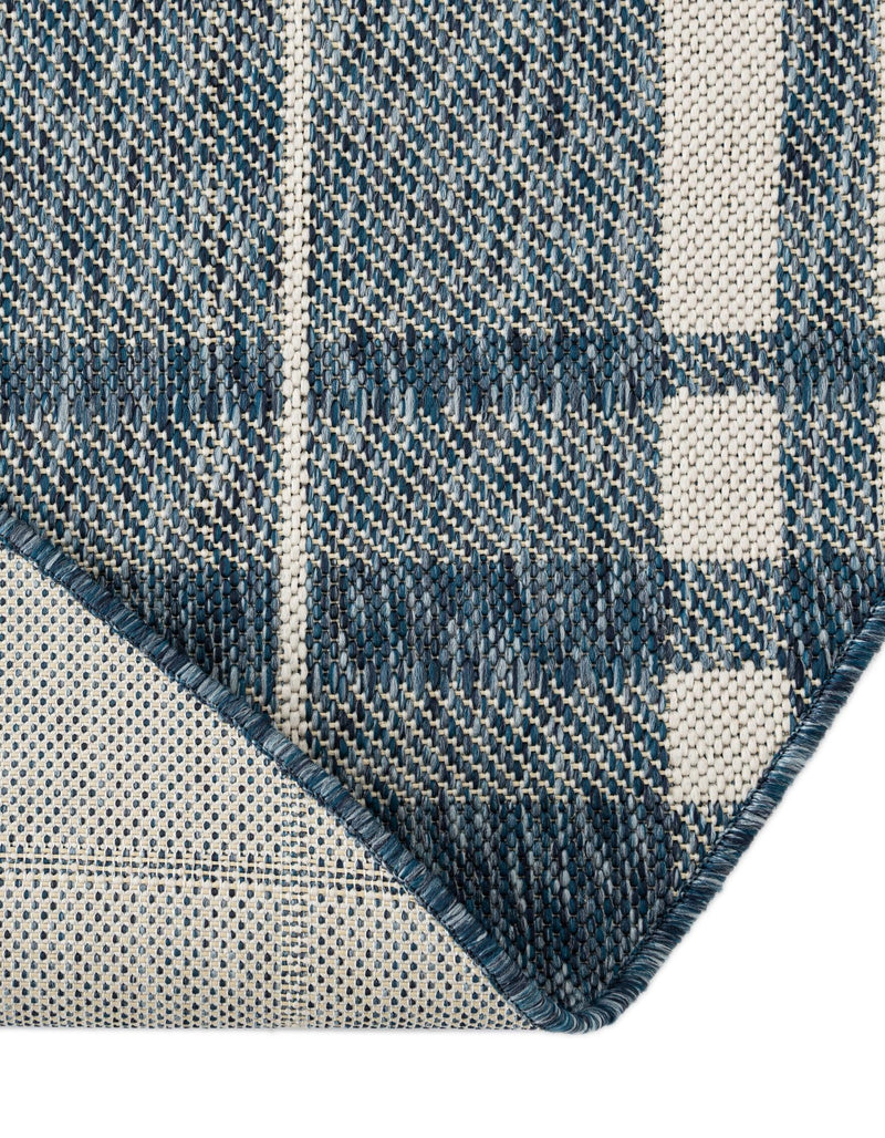 Patio Plaid Collection Area Rug - Terrace Round Blue lifestyle 15