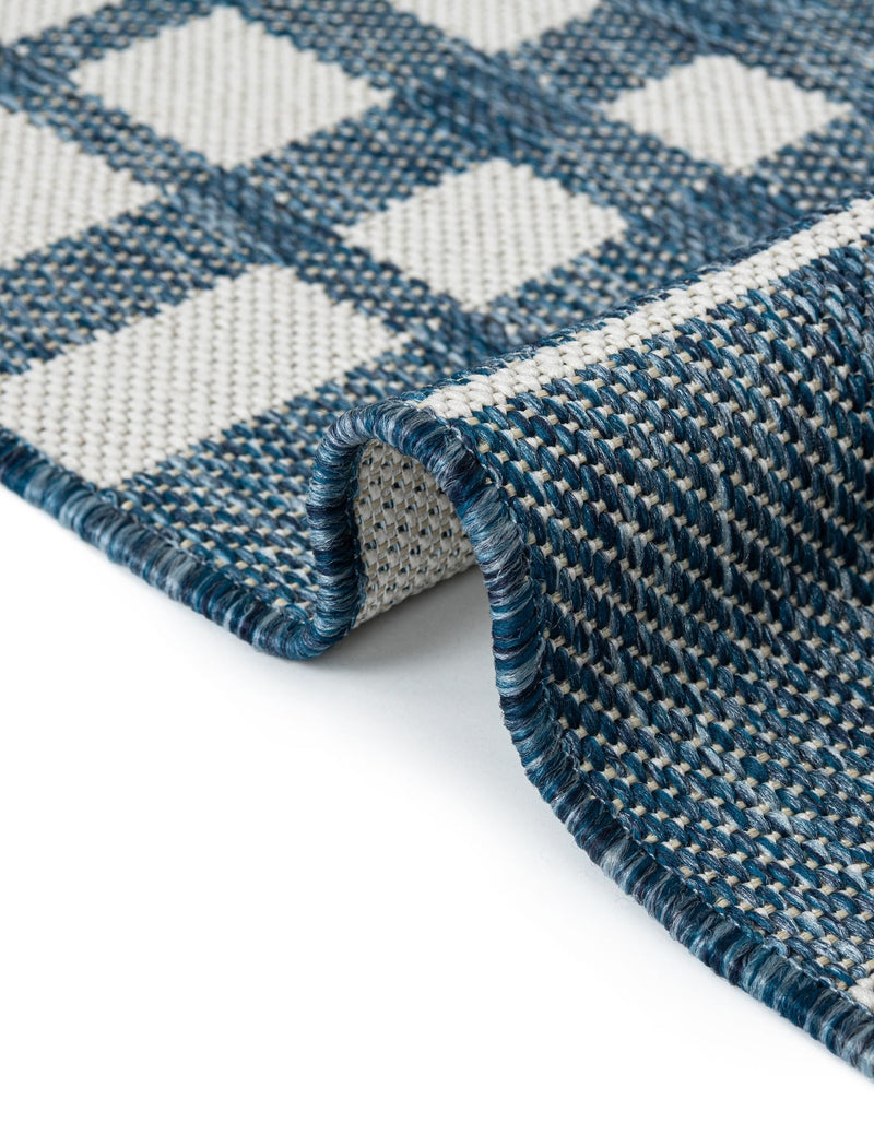 Patio Plaid Collection Area Rug - Terrace Round Blue lifestyle 16