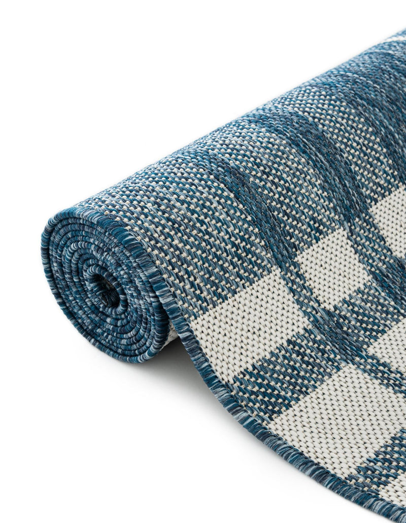 Patio Plaid Collection Area Rug - Terrace Round Blue lifestyle 18