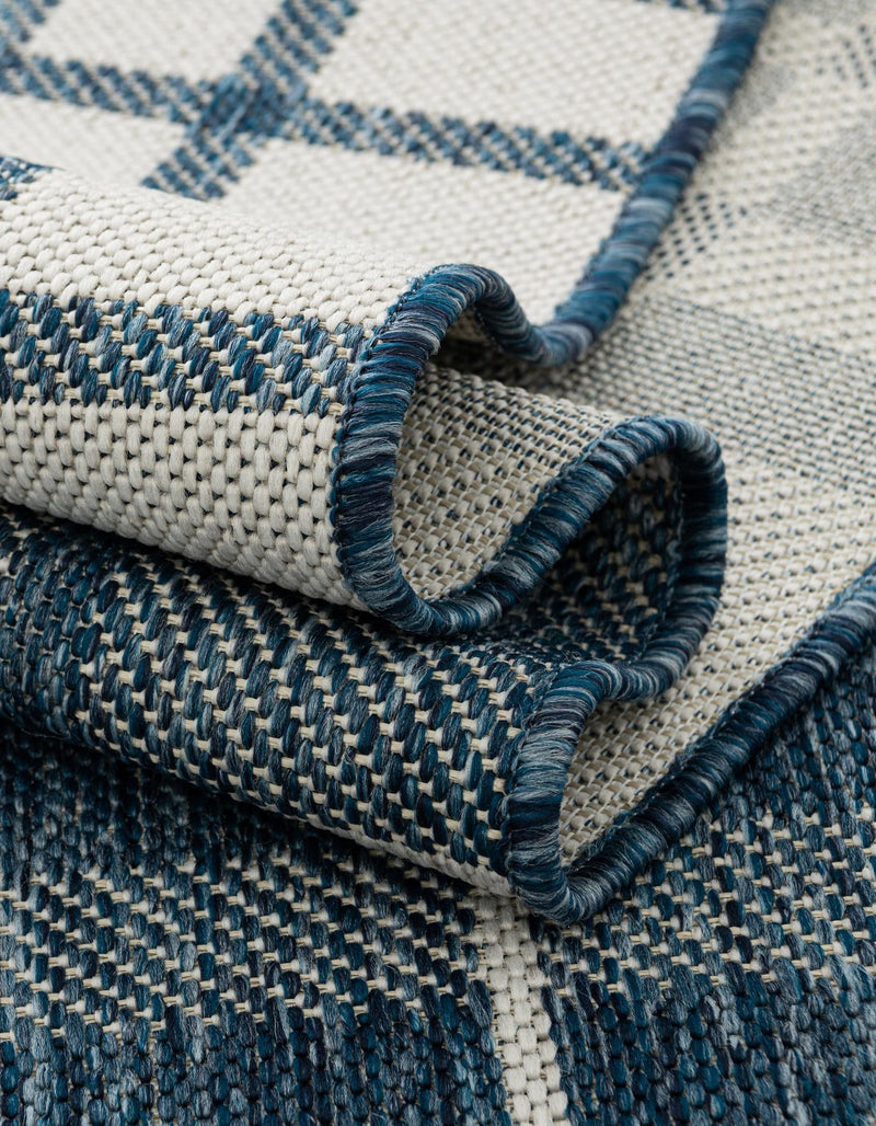 Patio Plaid Collection Area Rug - Terrace Round Blue lifestyle 19