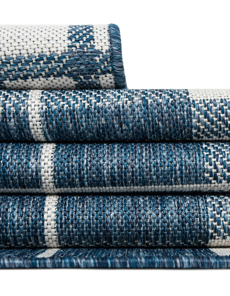 Patio Plaid Collection Area Rug - Terrace Round Blue lifestyle 20