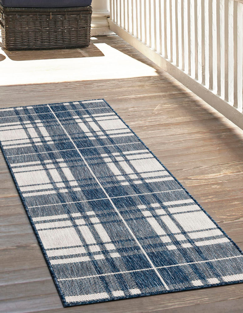 Patio Plaid Collection Area Rug - Terrace Runner Blue lifestyle 7