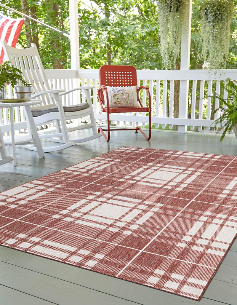 Patio Plaid Collection Area Rug - Terrace Rectangle Red lifestyle 9