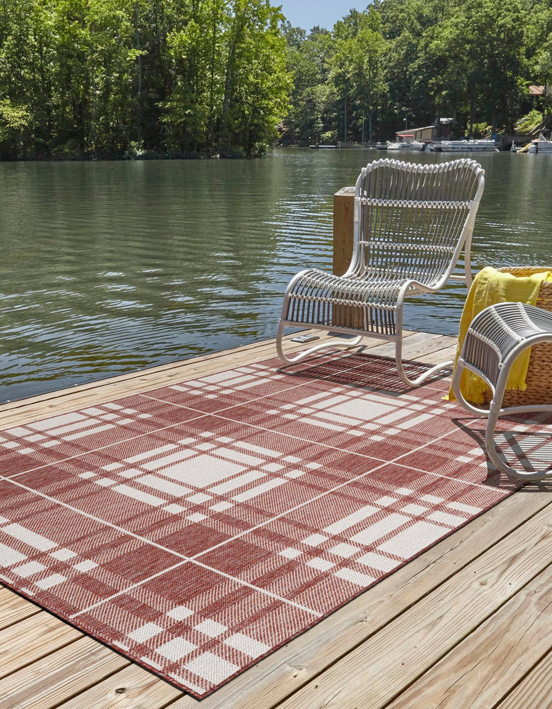 Patio Plaid Collection Area Rug - Terrace Rectangle Red lifestyle 15