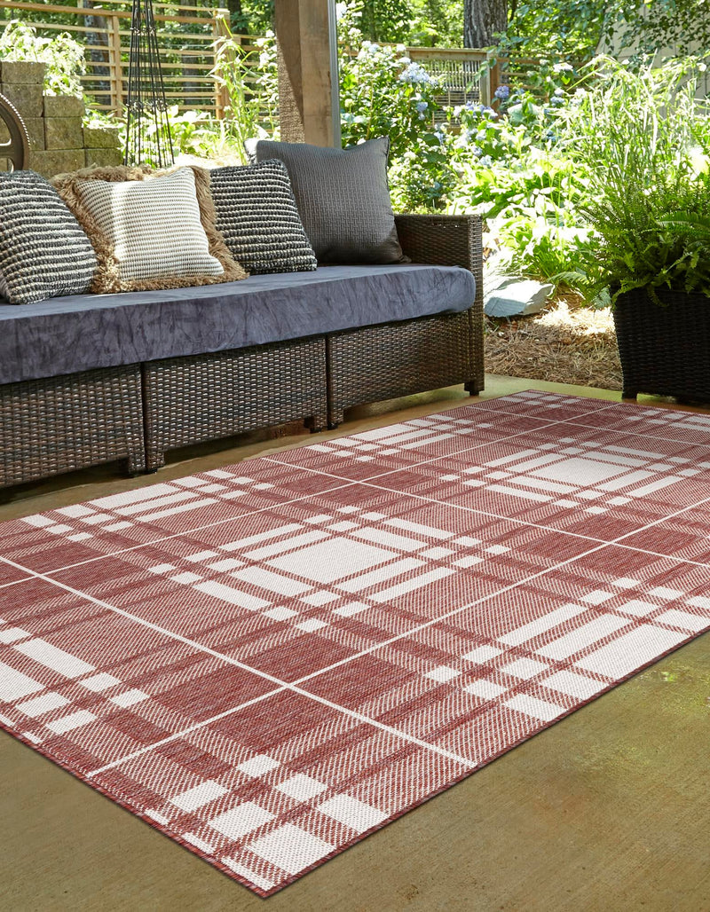 Patio Plaid Collection Area Rug - Terrace Rectangle Red lifestyle 21