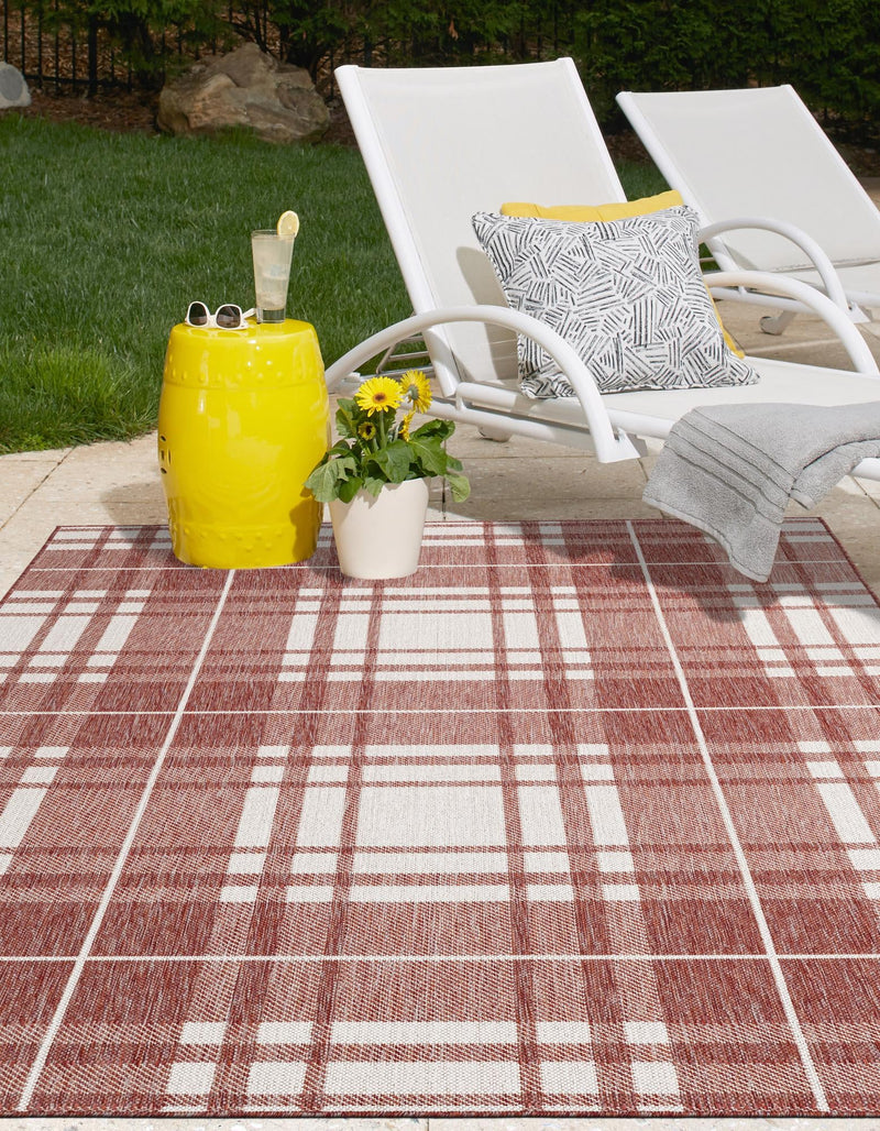 Patio Plaid Collection Area Rug - Terrace Rectangle Red lifestyle 27
