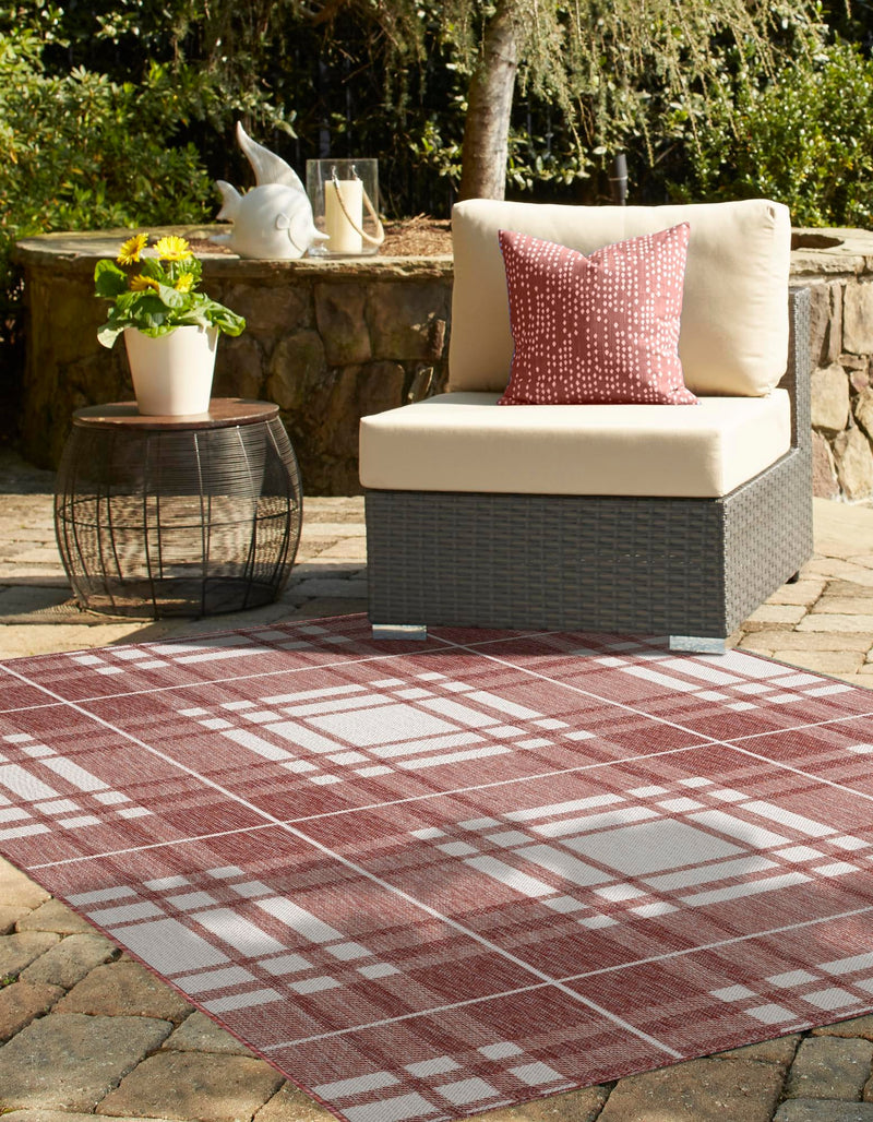 Patio Plaid Collection Area Rug - Terrace Rectangle Red lifestyle 33