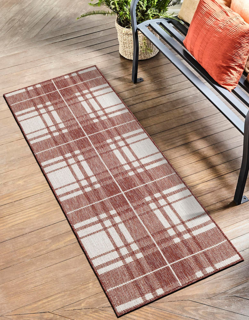 Patio Plaid Collection Area Rug - Terrace Runner Red lifestyle 124