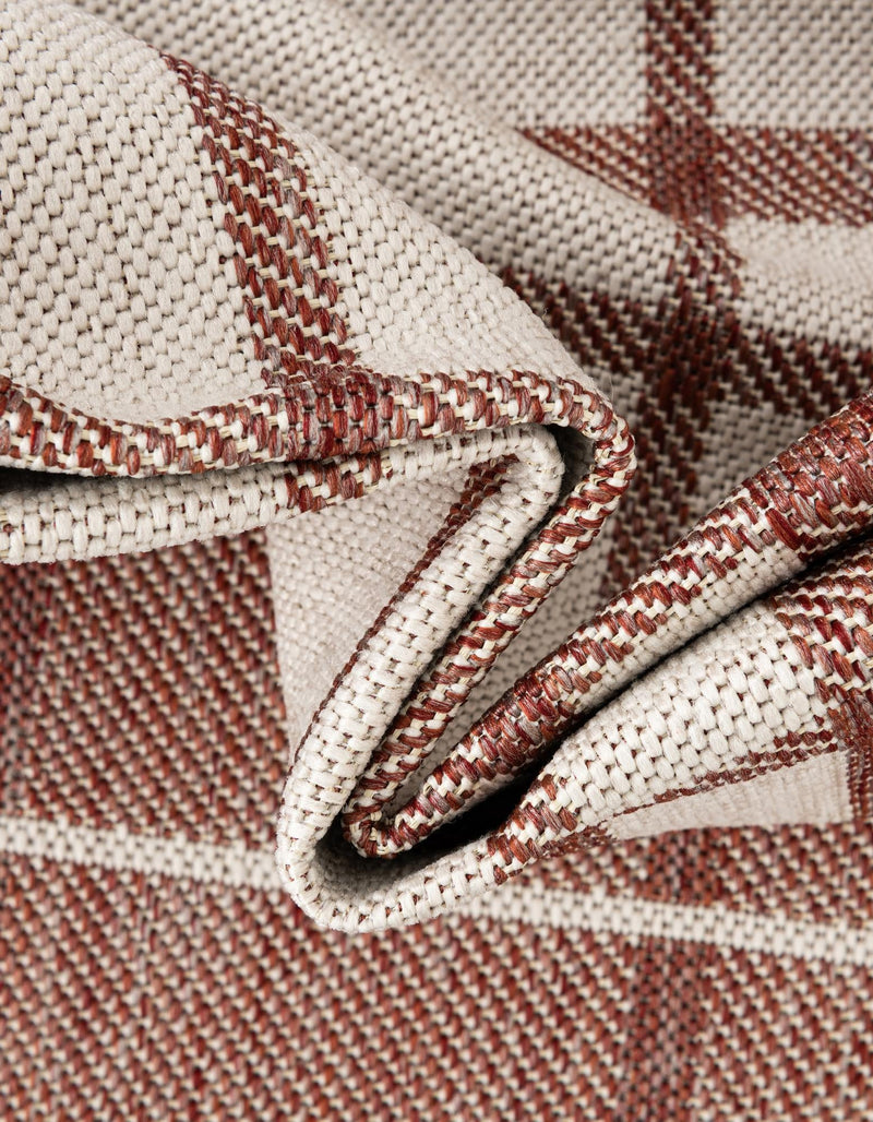 Patio Plaid Collection Area Rug - Terrace Square Red lifestyle 16