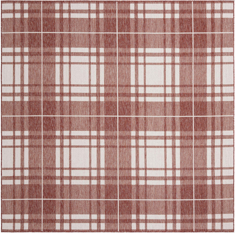 Patio Plaid Collection Area Rug - Terrace Square Red Main