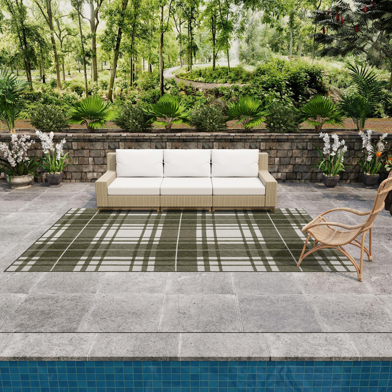 Patio Plaid Collection Area Rug - Terrace Rectangle Green lifestyle 4