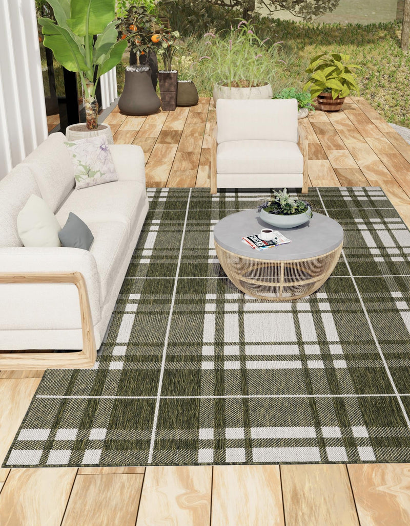 Patio Plaid Collection Area Rug - Terrace Rectangle Green lifestyle 10