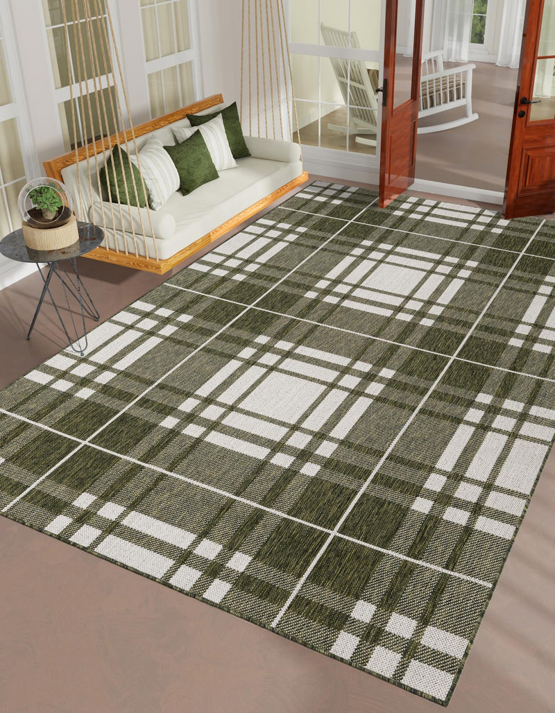 Patio Plaid Collection Area Rug - Terrace Rectangle Green lifestyle 13