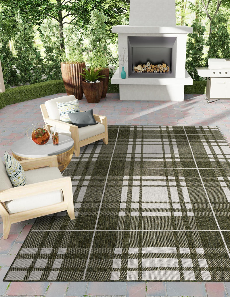 Patio Plaid Collection Area Rug - Terrace Rectangle Green lifestyle 22