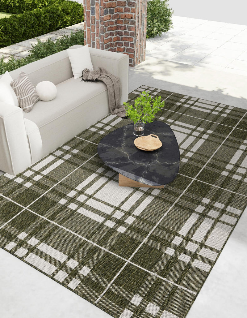 Patio Plaid Collection Area Rug - Terrace Rectangle Green lifestyle 25