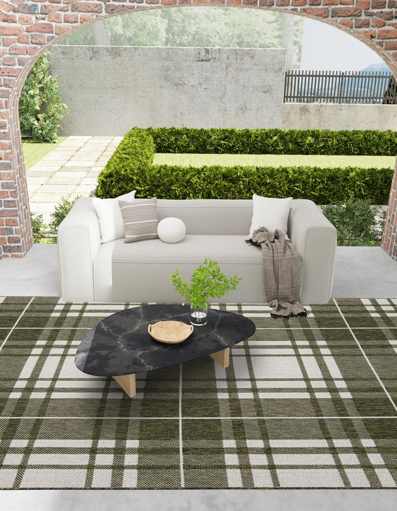 Patio Plaid Collection Area Rug - Terrace Rectangle Green lifestyle 28