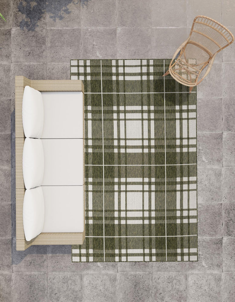 Patio Plaid Collection Area Rug - Terrace Rectangle Green lifestyle 71