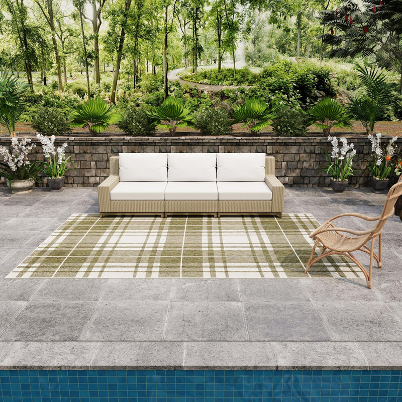 Patio Plaid Collection Area Rug - Terrace Rectangle Green lifestyle 75