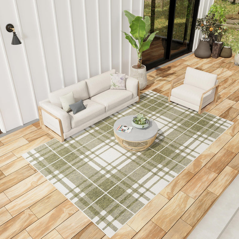 Patio Plaid Collection Area Rug - Terrace Rectangle Green lifestyle 76