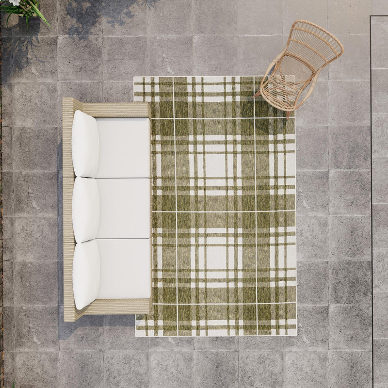 Patio Plaid Collection Area Rug - Terrace Rectangle Green lifestyle 77