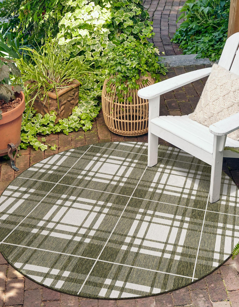 Patio Plaid Collection Area Rug - Terrace Round Green lifestyle 4