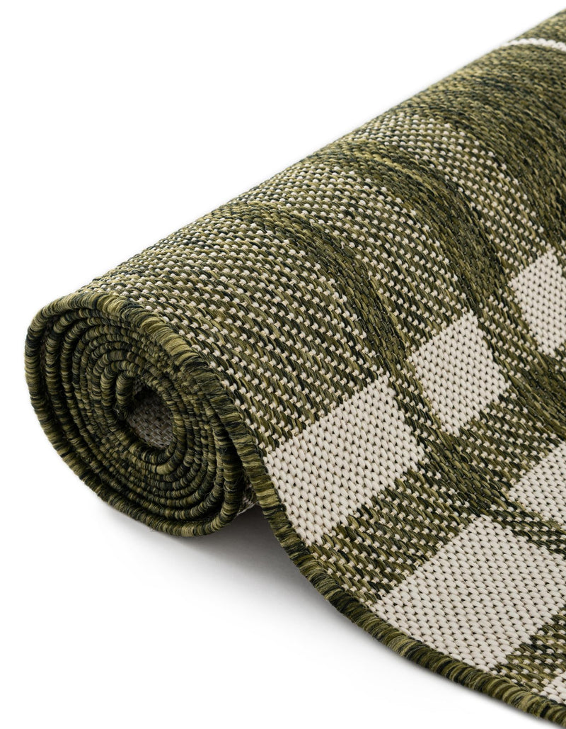 Patio Plaid Collection Area Rug - Terrace Round Green lifestyle 25