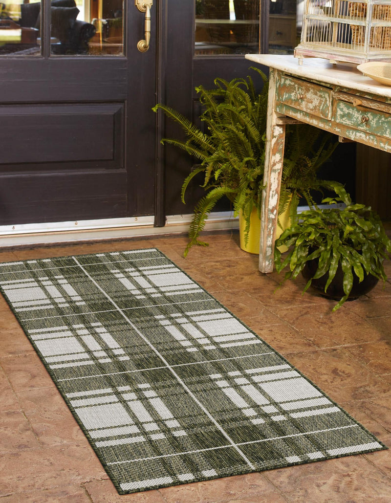 Patio Plaid Collection Area Rug - Terrace Runner Green lifestyle 5