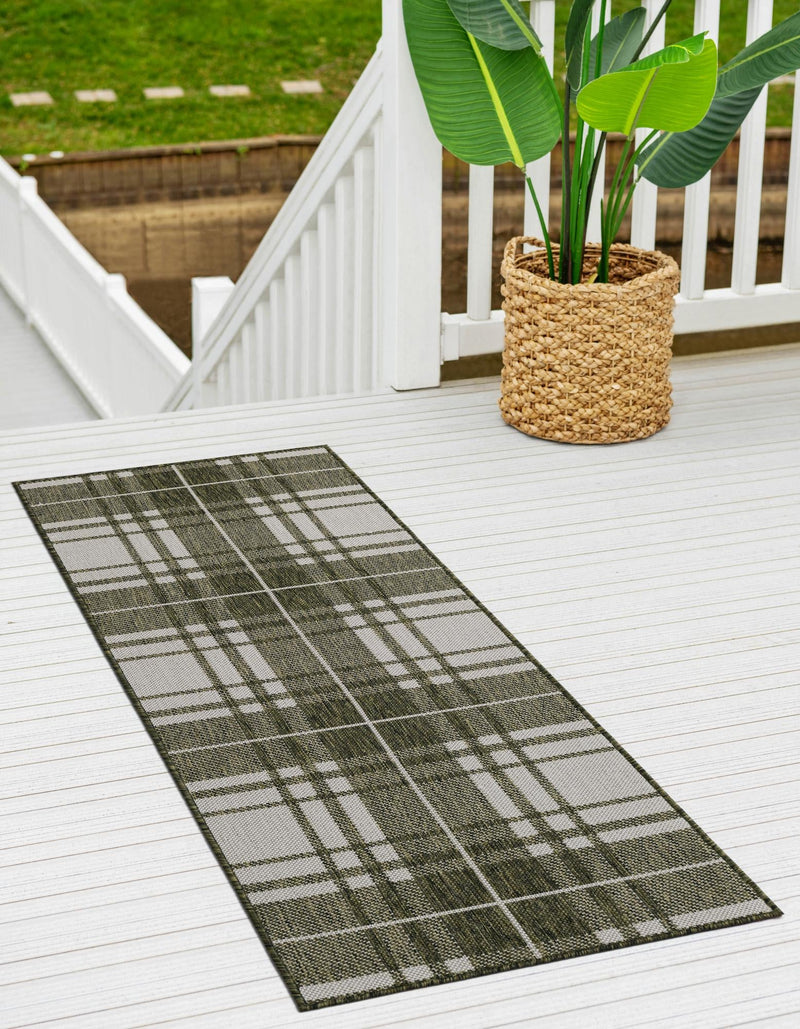 Patio Plaid Collection Area Rug - Terrace Runner Green lifestyle 6