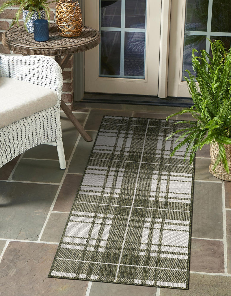 Patio Plaid Collection Area Rug - Terrace Runner Green lifestyle 7