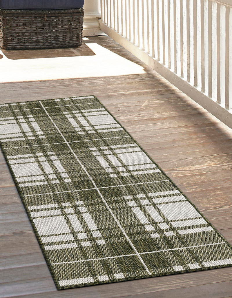 Patio Plaid Collection Area Rug - Terrace Runner Green lifestyle 8