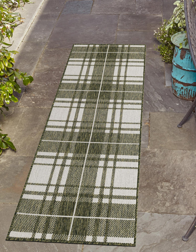 Patio Plaid Collection Area Rug - Terrace Runner Green lifestyle 9