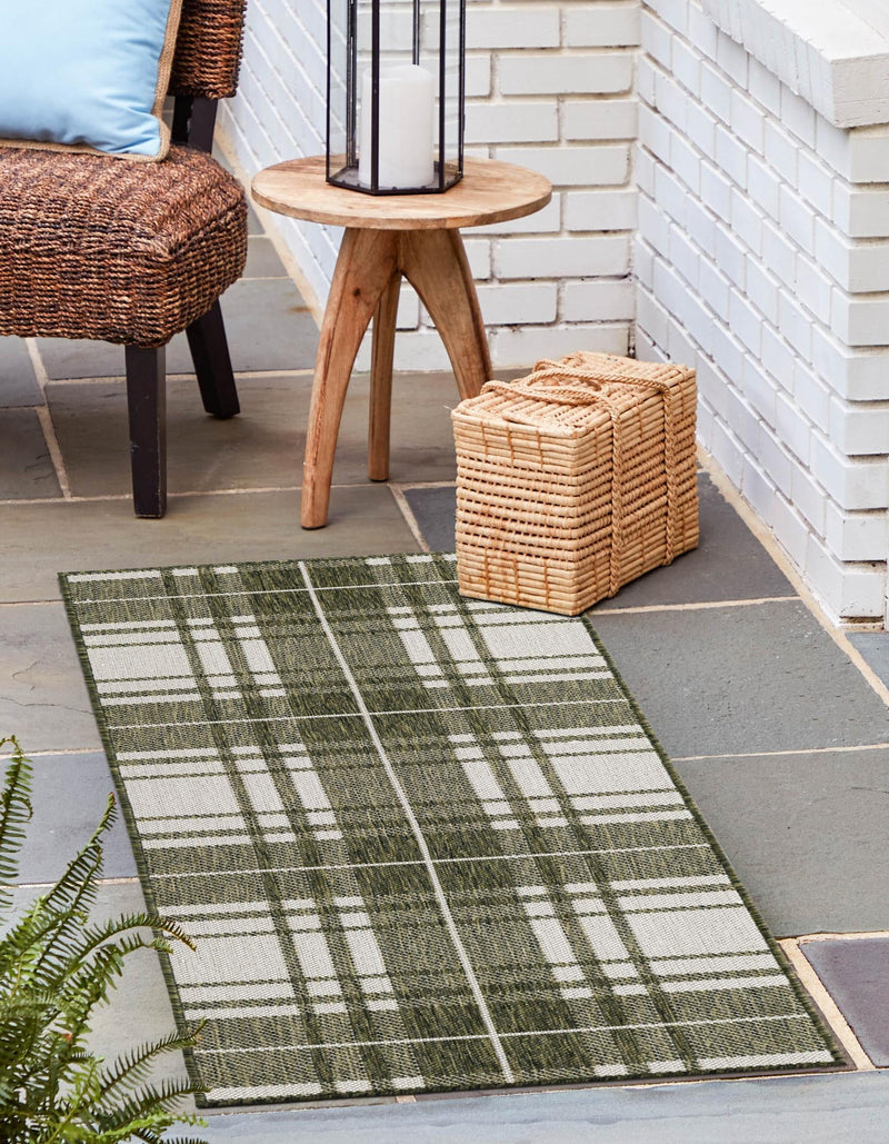 Patio Plaid Collection Area Rug - Terrace Runner Green lifestyle 10