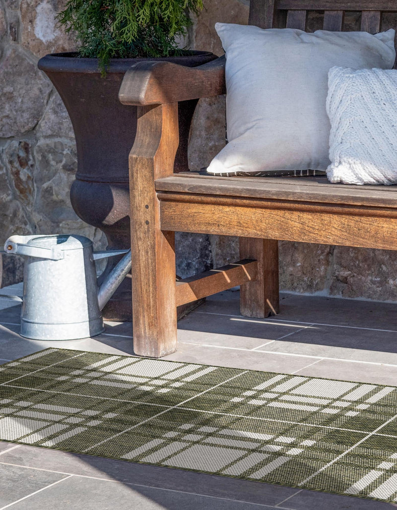 Patio Plaid Collection Area Rug - Terrace Runner Green lifestyle 11