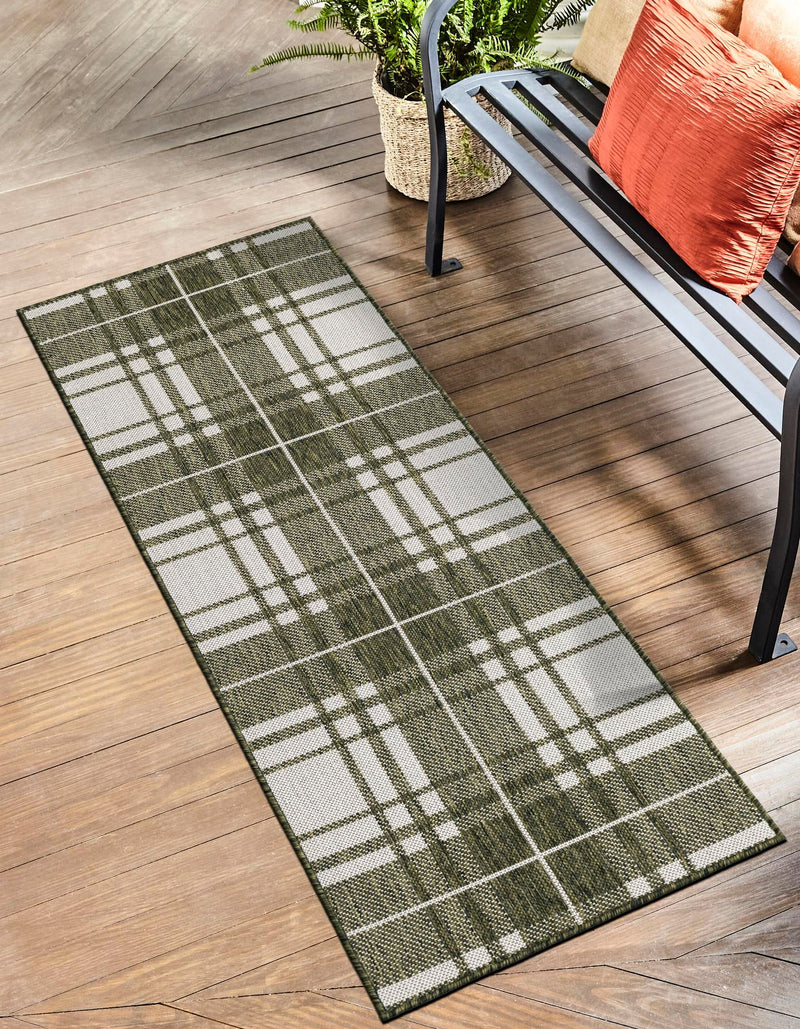 Patio Plaid Collection Area Rug - Terrace Runner Green lifestyle 12