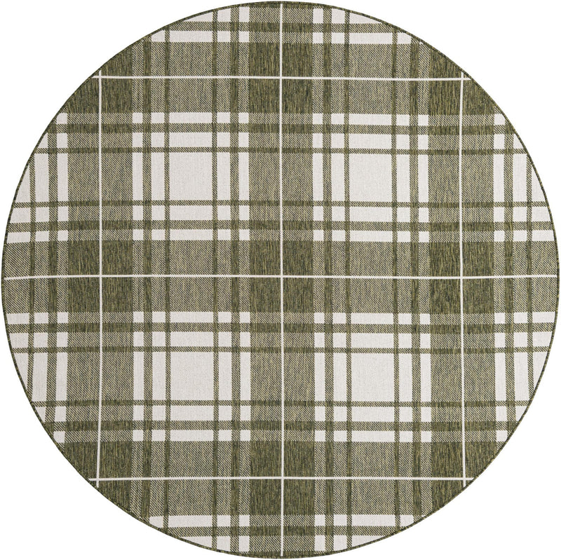 Patio Plaid Collection Area Rug - Terrace Round Green Main