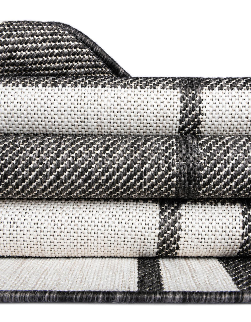 Patio Plaid Collection Area Rug - Terrace Rectangle Black and White lifestyle 85