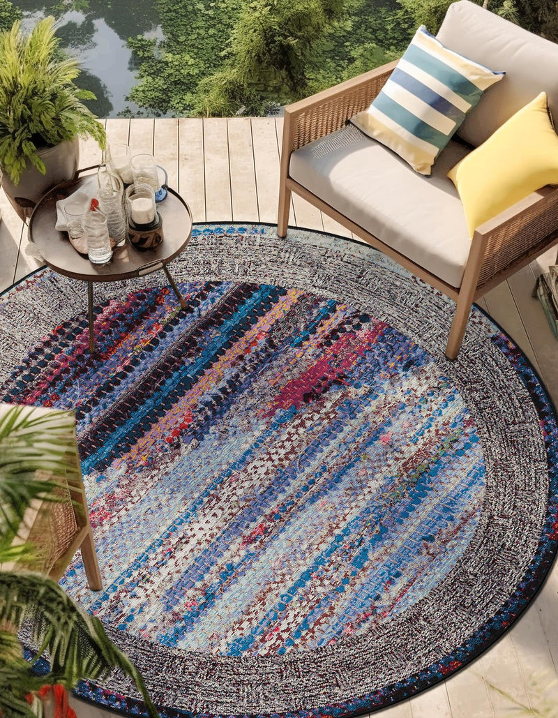 Urban Terrace Collection Area Rug - Oasis Round Multi lifestyle 45
