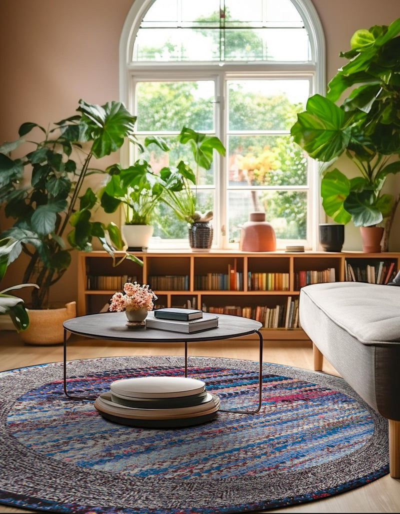 Urban Terrace Collection Area Rug - Oasis Round Multi lifestyle 48