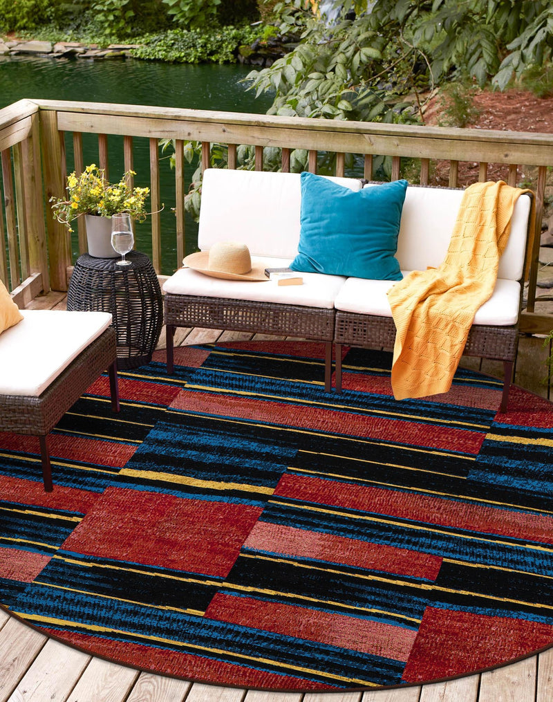 Urban Terrace Collection Area Rug - Courtyard Round Multi lifestyle 27